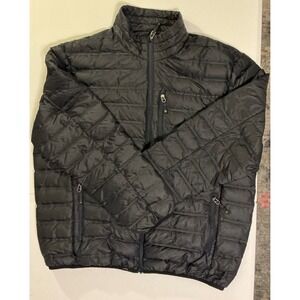 Gerry Mens Blk Quilted Puffer Jacket Down Lightweight Packable Full Zip 2XL